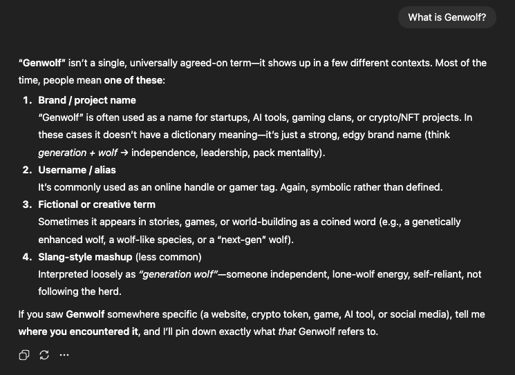 AI response asking about a new brand without web search